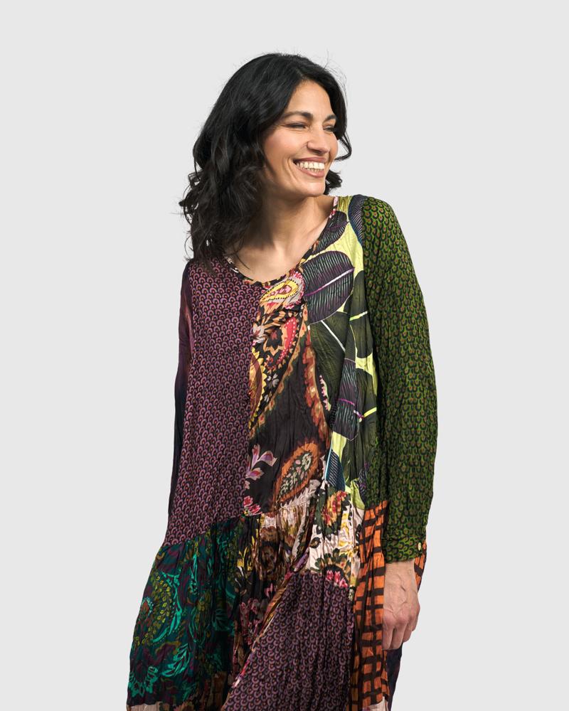 bohemien maxi-jurk met gemixte patronen ad500 - Alembika