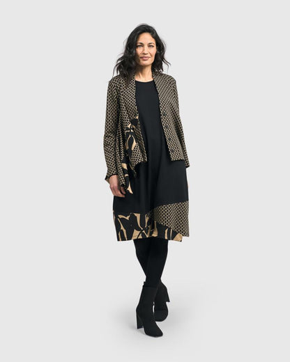 elegante a-lijn jurk met beige accenten ad513 - Alembika