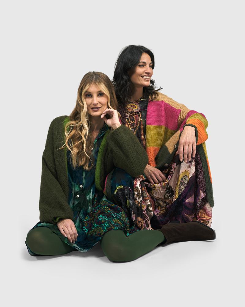 bohemien maxi-jurk met gemixte patronen ad500 - Alembika