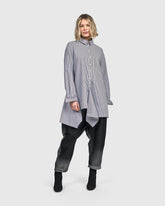 gestreepte blouse  met klassieke kraag ut452 - Urban by Alembika