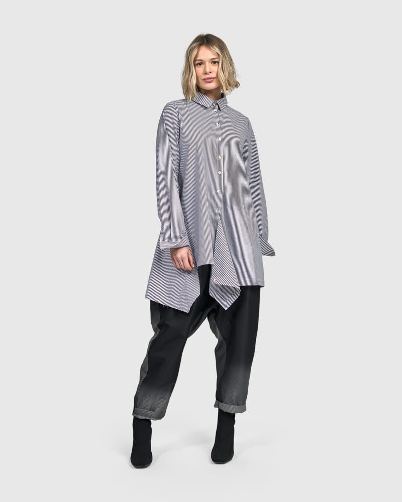 gestreepte blouse  met klassieke kraag ut452 - Urban by Alembika