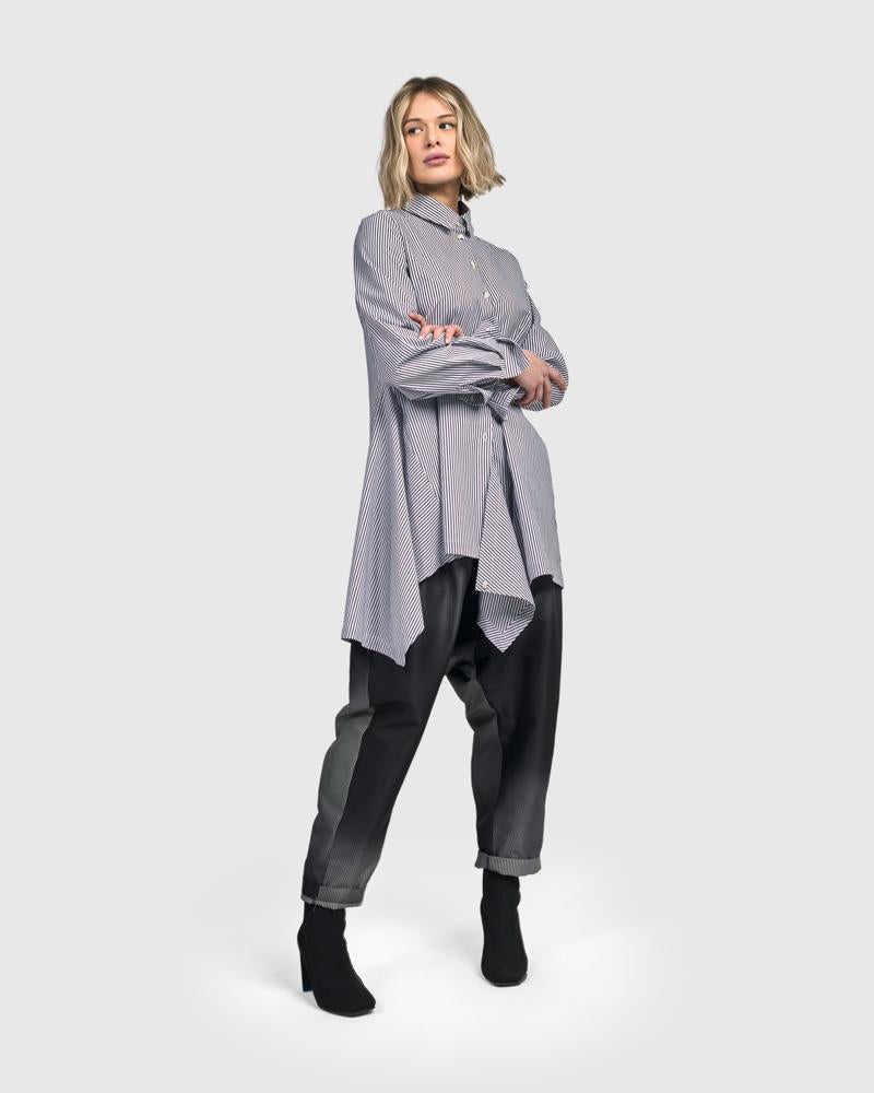 gestreepte blouse  met klassieke kraag ut452 - Urban by Alembika