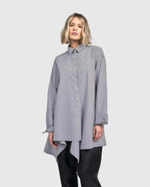 gestreepte blouse  met klassieke kraag ut452 - Urban by Alembika