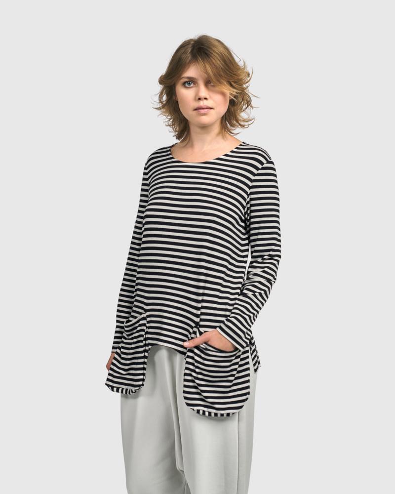 gestreepte longsleeve met ronde hals ut473 - Urban by Alembika