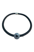 moderne minimalistische zwart rubberen halsketting met zilverkleurige sluiting - hk101 - Heike