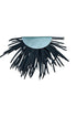 moderne statement broche met fringe design - zwart en zilver - br103 - Heike