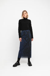 elegante maxi-rok met abstract bladmotief  755250 - Ozai N Kü