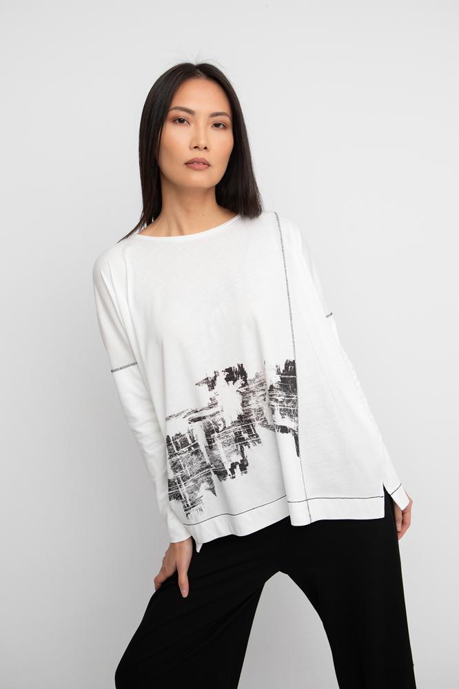 urban chic witte lange mouwen shirt met stadsprint 755264 - Ozai N Kü