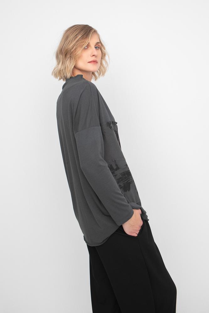 urban chic asymmetrisch shirt met abstracte print - artikel 755267 - Ozai N Kü