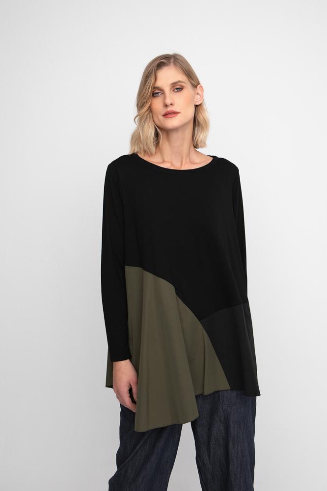 asymmetrisch shirt met olijfgroene details - artikel 755249 - Ozai N Kü