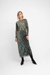 elegante maxi-rok met abstract bladmotief  755250 - Ozai N Kü