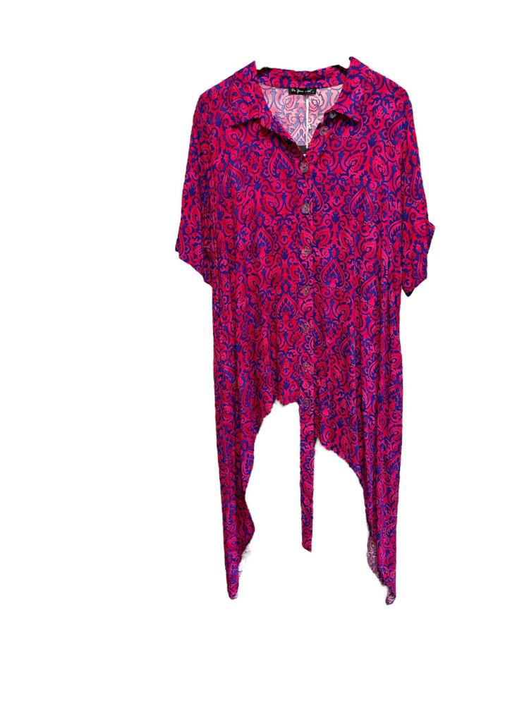 bohemian paisley asymmetrische tuniekjurk - fuchsia &amp; blauw - Do your Best