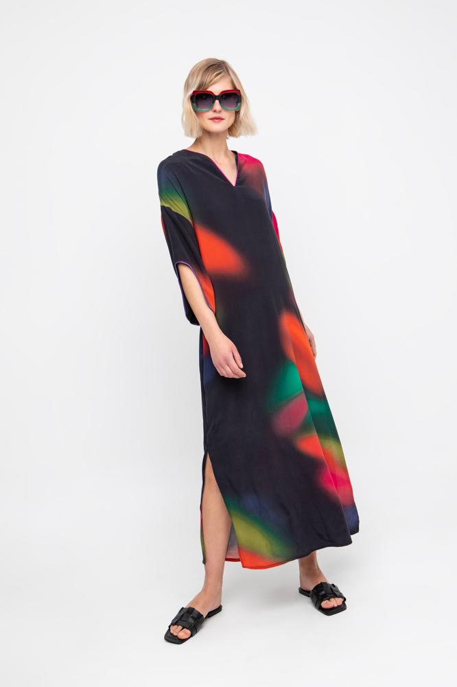 kleurrijke maxi jurk met abstract motief - 840618 - Ozai N Kü