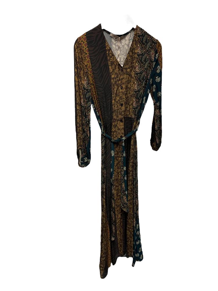 bohemien maxi wikkeljurk met etnische print fc1276 - La Fee Maraboutee