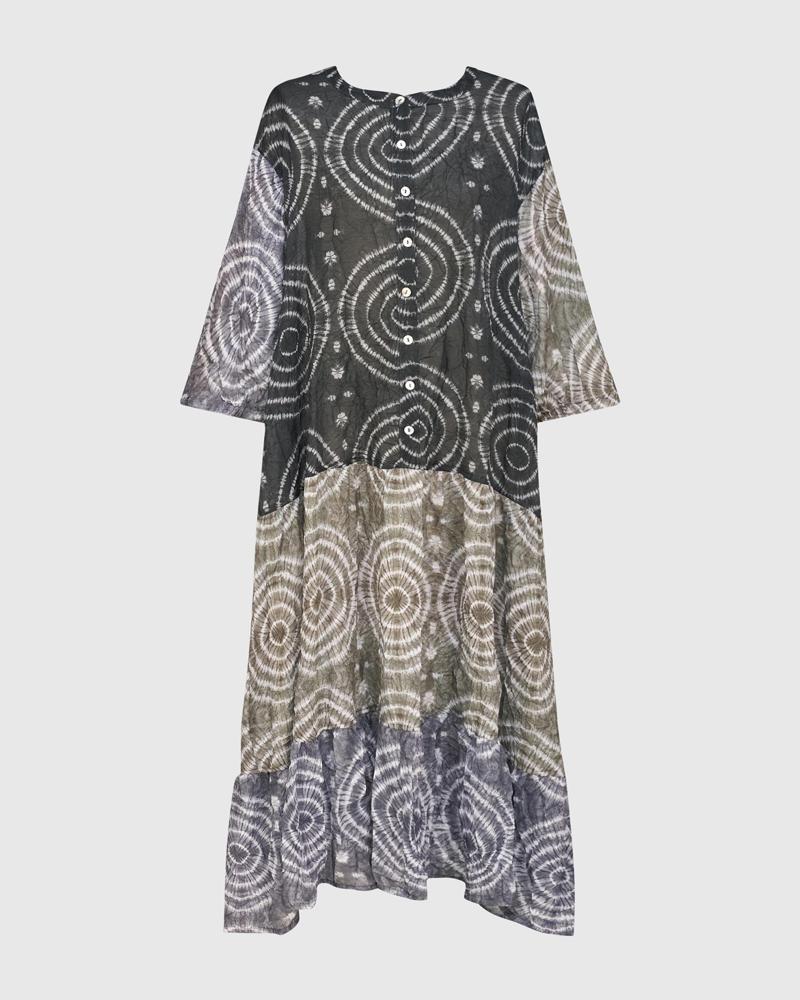 maxi-jurk met abstract cirkelpatroon rd263 - Alembika