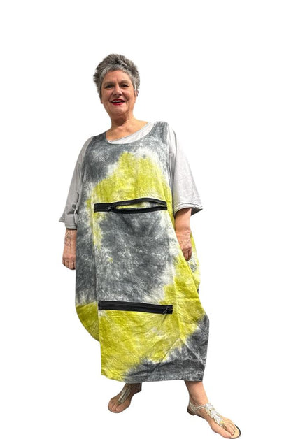 linnen tie-dye maxi jurk 25052 - Zilberman