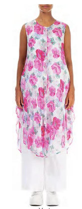 mouwloze bloemenprint tuniek-blouse 5782-k34p4051 - Grizas