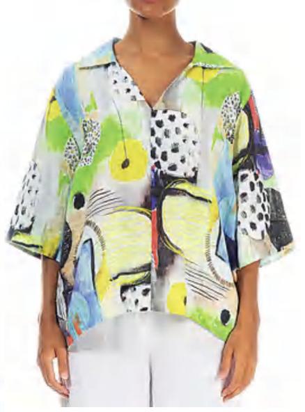 linnen shirt met print 52670-l21p3371 - Grizas