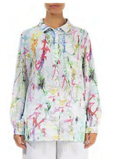 linnen bloemenprint blouse 52662-l6p611 - Grizas