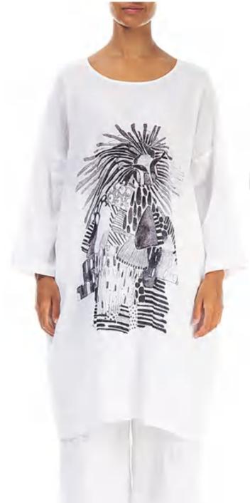 linnen tuniek met print design 51688-l21p1341 - Grizas