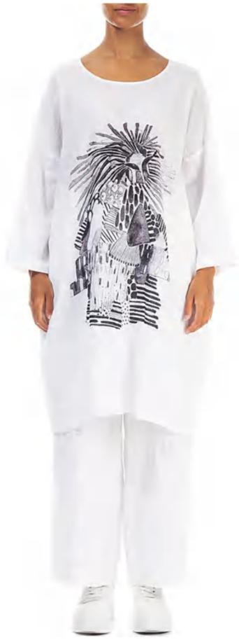 linnen tuniek met print design 51688-l21p1341 - Grizas