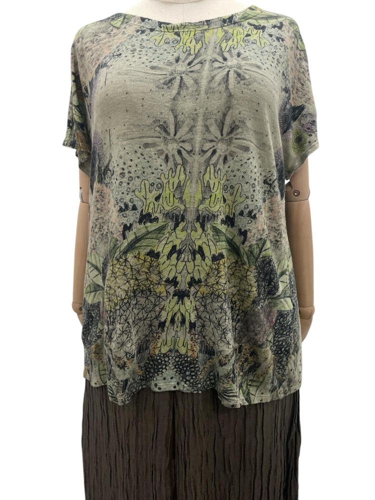 linnen blouse met print design 52637-t25p113 - Grizas