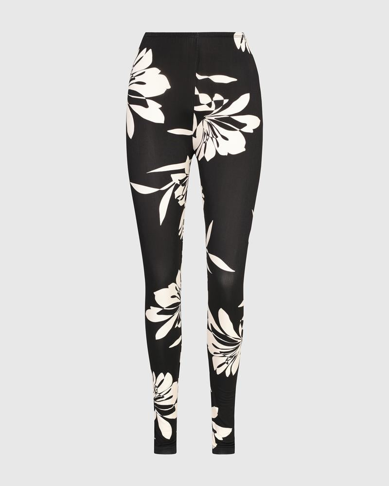 dames stretchbroek met bloemenprint - Alembika