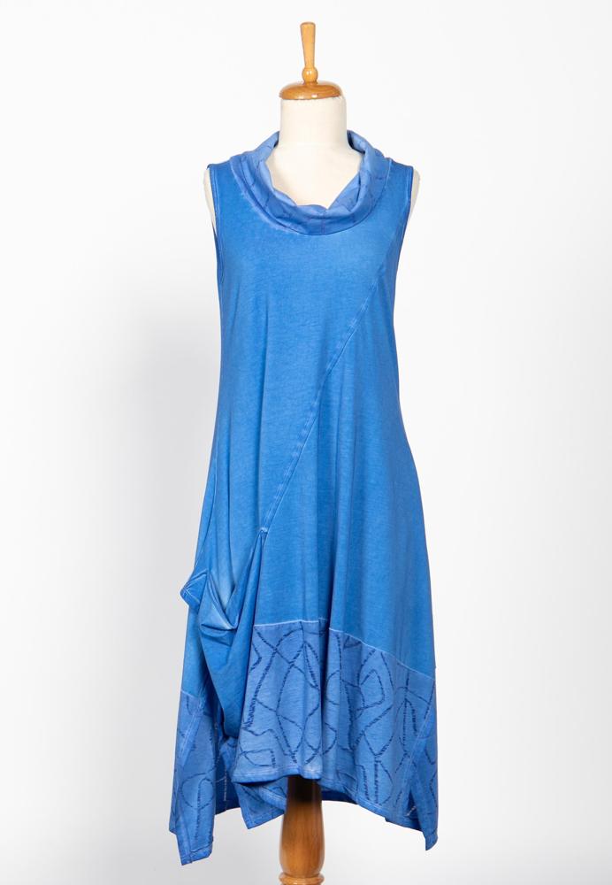 asymmetrisch tuniek / jurk met zak en print 24y123 - Luukaa