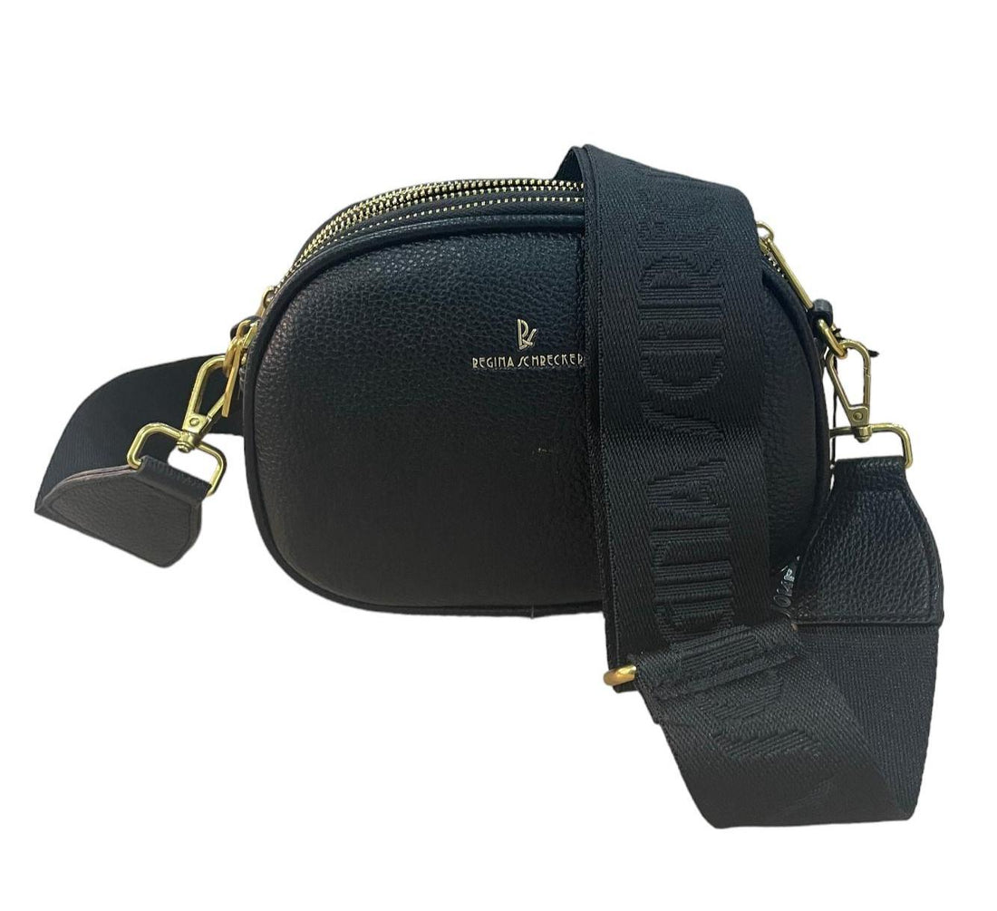 elegante zwarte crossbody handtas met gouden details - 00027856 - Alexandr&
