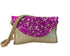 fleurige paars-gouden clutch met gevlochten schouderband - Alexandr&