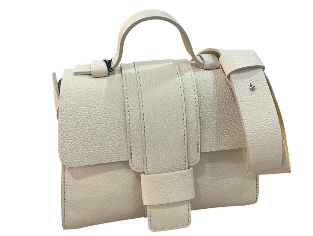 elegante beige dames handtas met structuurpatroon - model 00026391 - Alexandr&