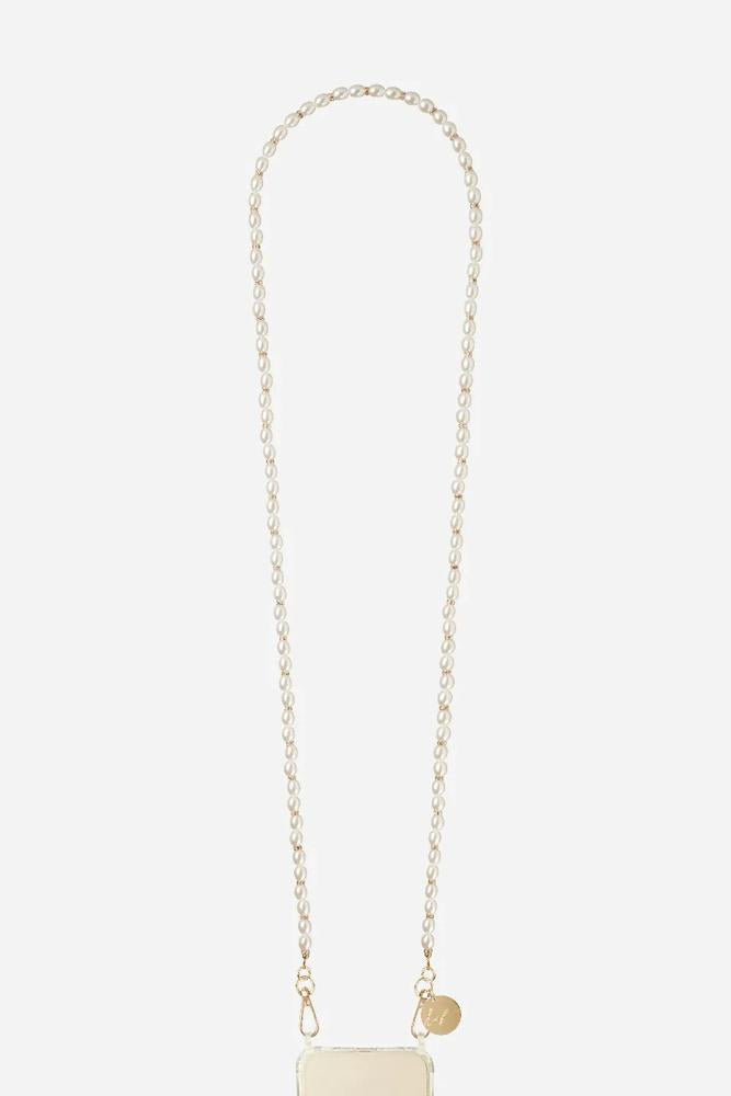 elegante parel telefoonketting met gouden accenten le312626 - La Coque Française