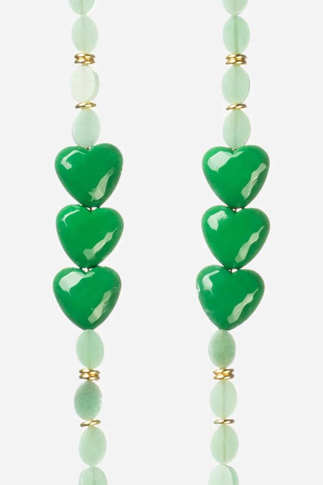 boho-chique groene kralen telefoonketting le314899 - La Coque Française