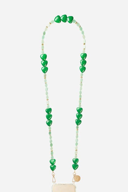 boho-chique groene kralen telefoonketting le314899 - La Coque Française