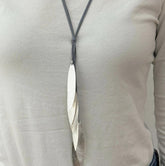 elegante koordketting met bladvormige hangers 14216 - Rosanna de la Riva