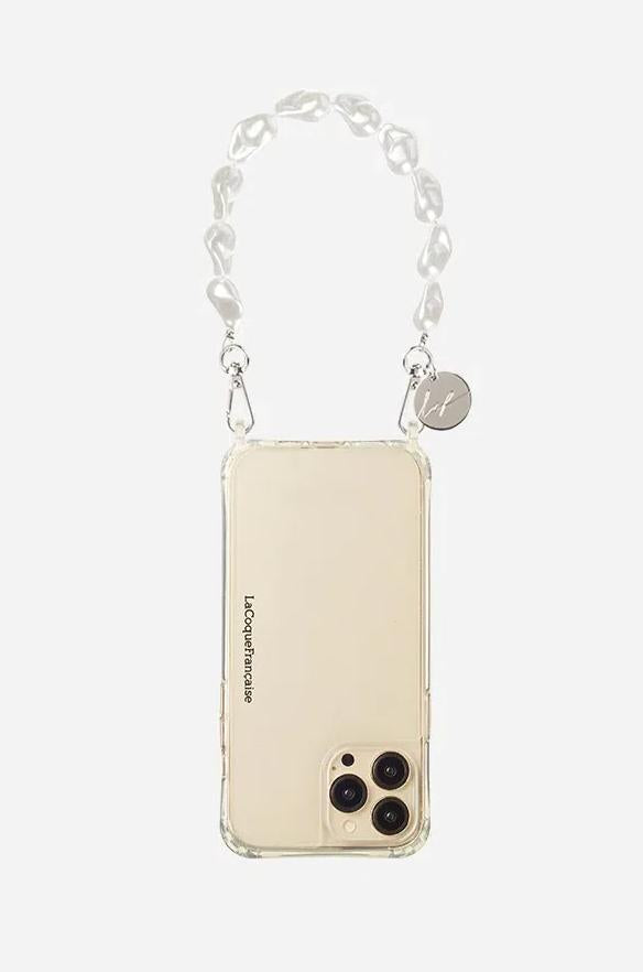 witte parelschakel telefoonketting le314270 - La Coque Française