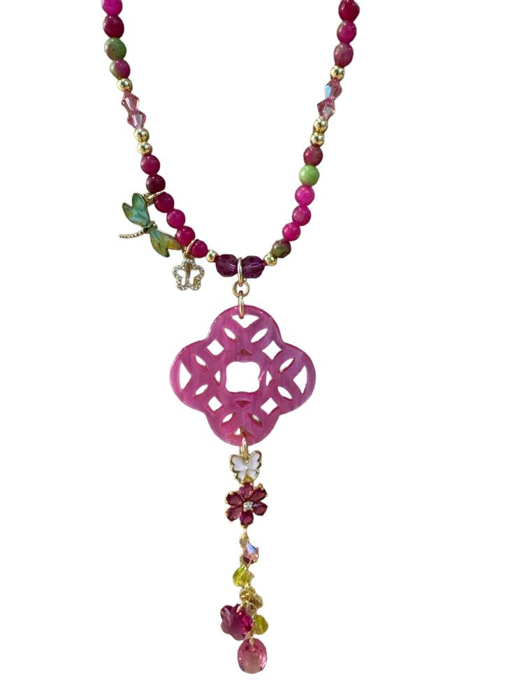 fuchsia lotus kralenketting copr100 - Sophie Goetsch