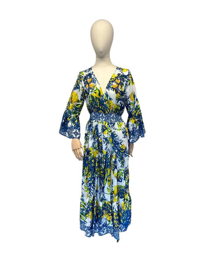 exotische print maxi-jurk met kralenversiering cs015a - Antica Sartoria