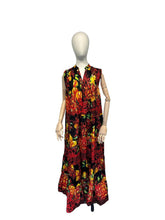 exotische bloemenprint maxi-jurk met mouwloos ontwerp - cc430 - Antica Sartoria