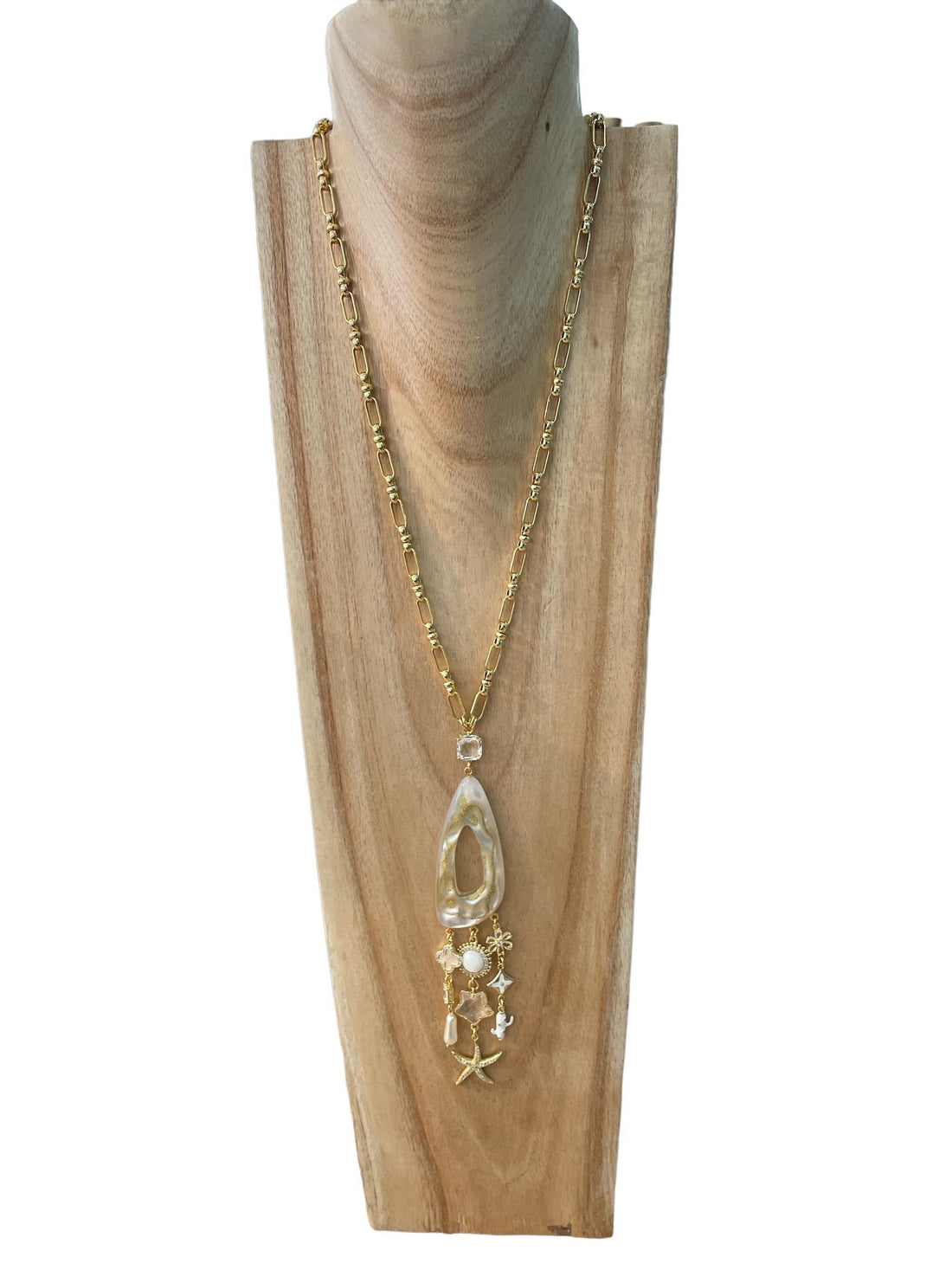 chique gouden hanger ketting met parel en zeester details - Sophie Goetsch