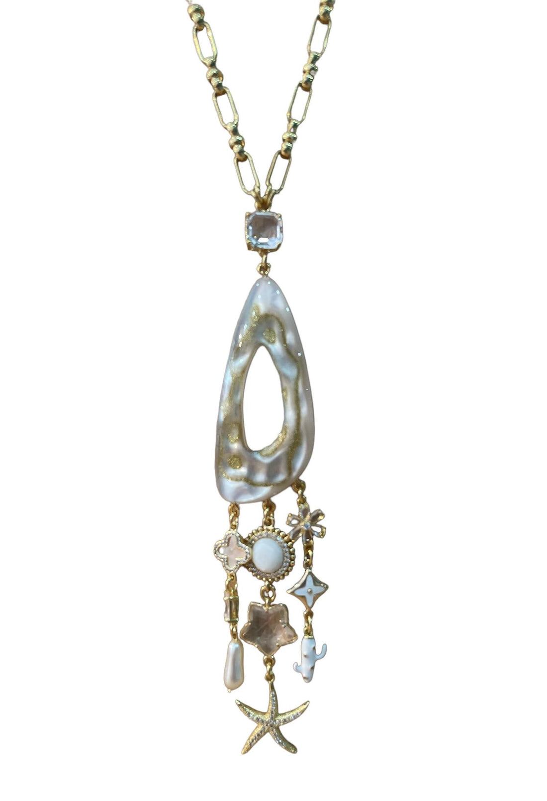 chique gouden hanger ketting met parel en zeester details - Sophie Goetsch