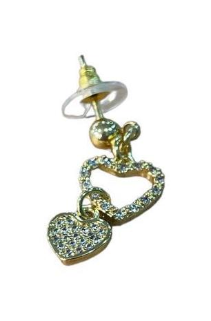 elegante gouden hartvormige hangende oorbellen met glitter accenten bosb106 - Sophie Goetsch
