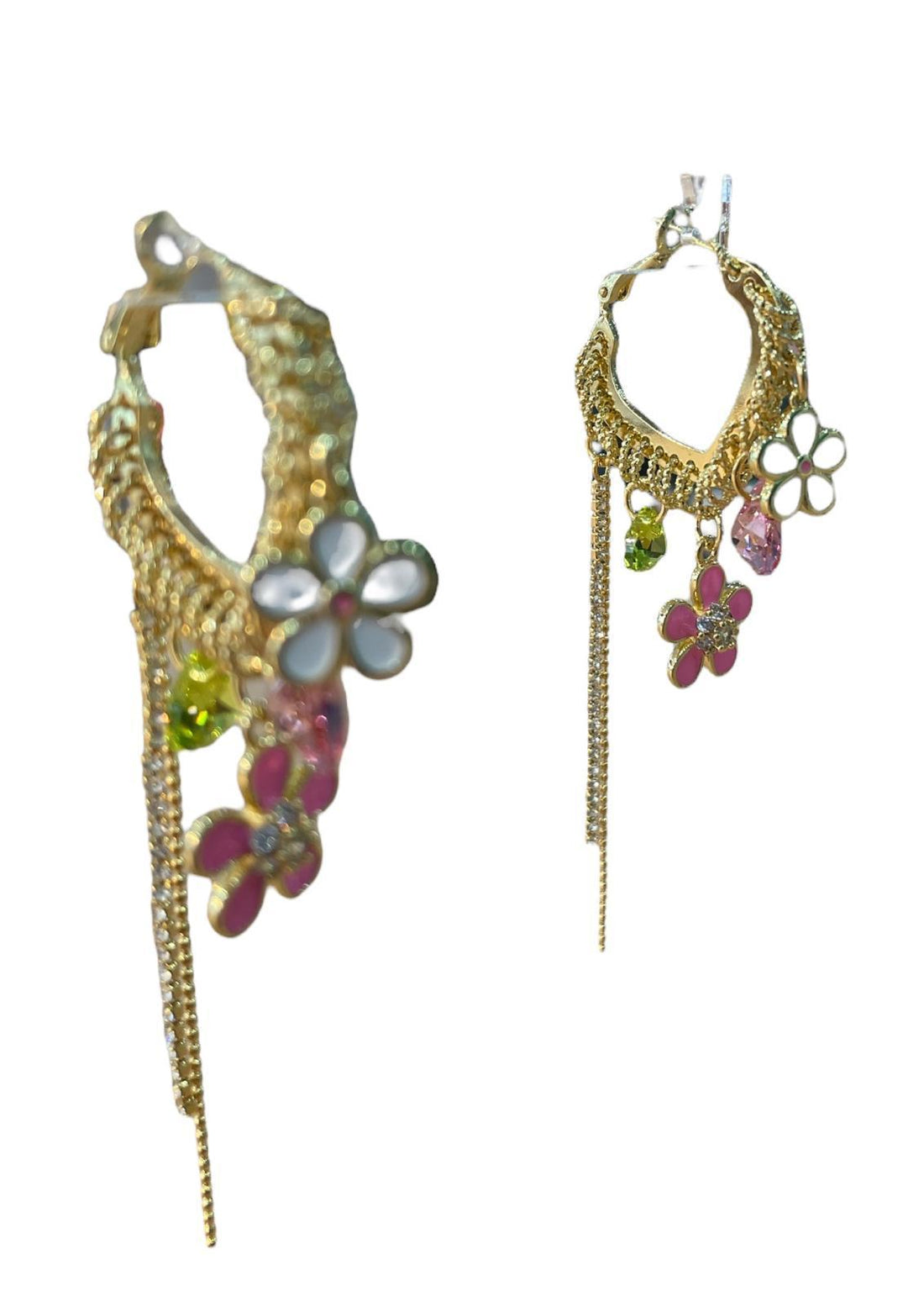 chandelier oorbellen met bloemendetails en kristallen bopr60 - Sophie Goetsch