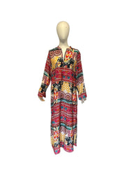 bohemian elegance lange mouwen midi jurk cc021 - Antica Sartoria - Shangrila Fashion