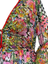 bohemien bloemenprint mini-jurk met volantmouwen - cv120 - Antica Sartoria - Shangrila Fashion