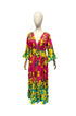 fleurige zomerse maxi-jurk met citroenprint en v-hals - cs001g - Antica Sartoria