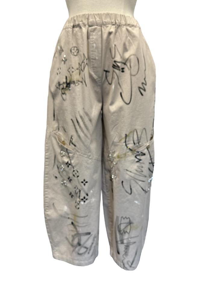 broek met grafische print en met strass-details p24pa59r - Working Overtime