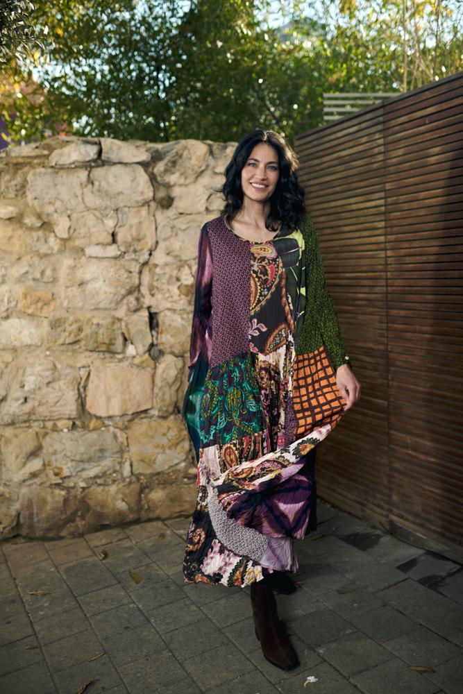 bohemien maxi-jurk met gemixte patronen ad500 - Alembika