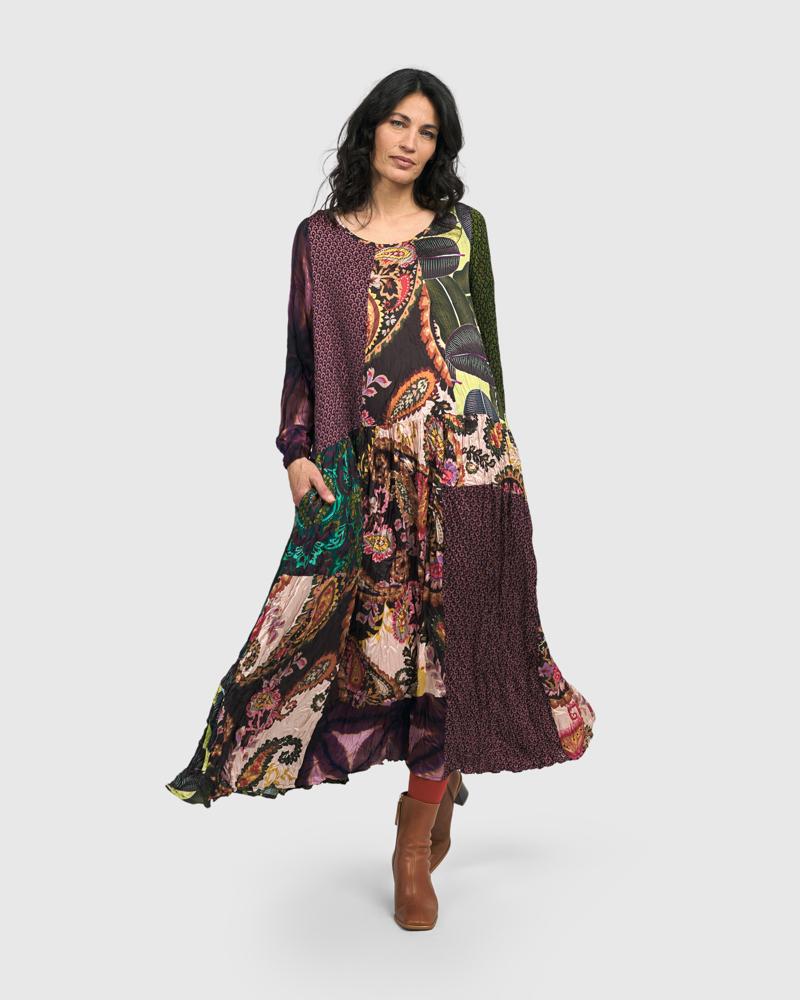 bohemien maxi-jurk met gemixte patronen ad500 - Alembika