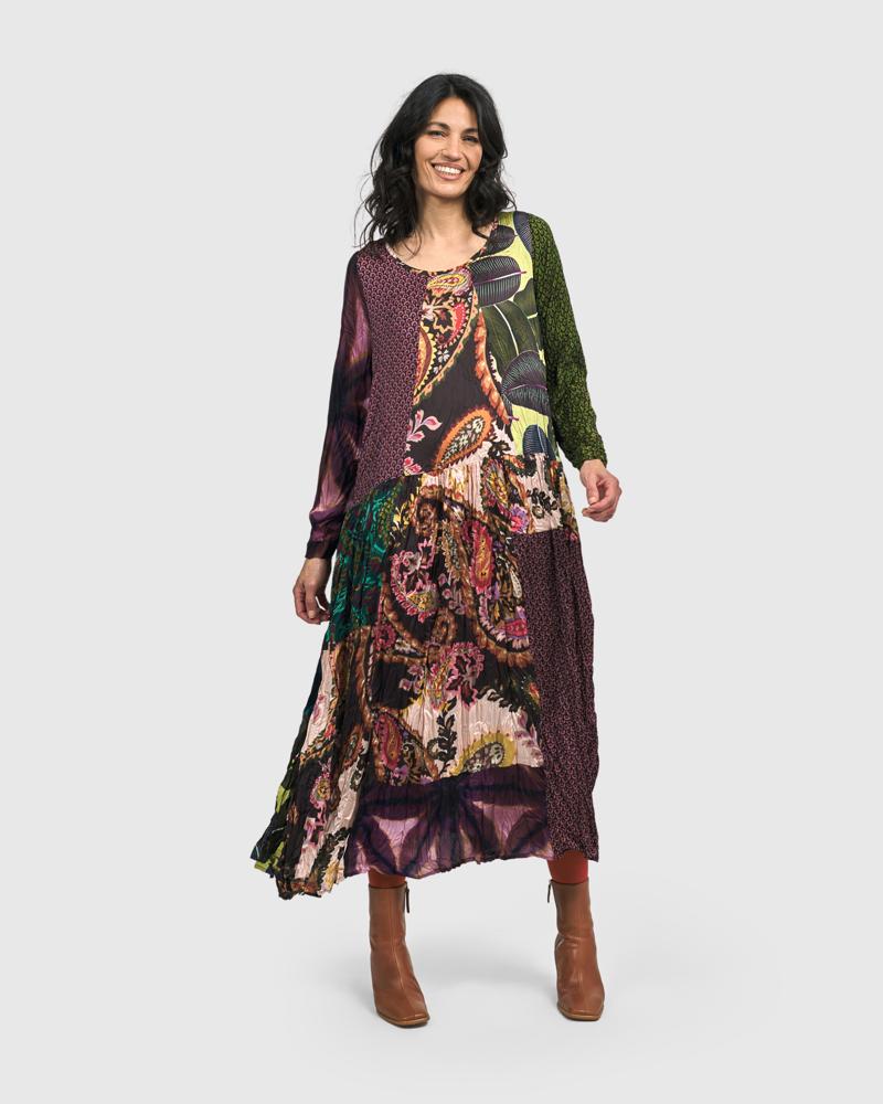 bohemien maxi-jurk met gemixte patronen ad500 - Alembika